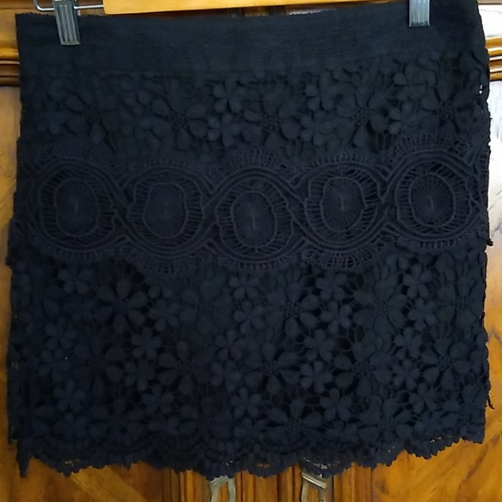Free People black cotton lace mini skirt, …